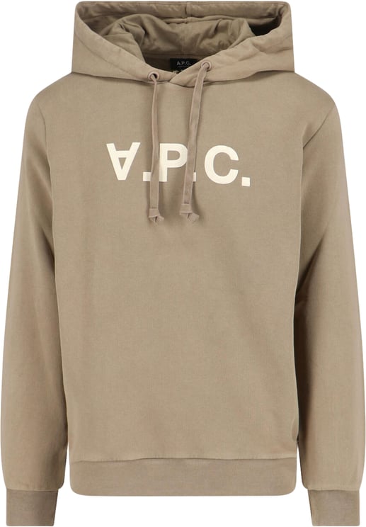 A.P.C. Brown Cotton Crew Neck Sweater with Ribbed Details
