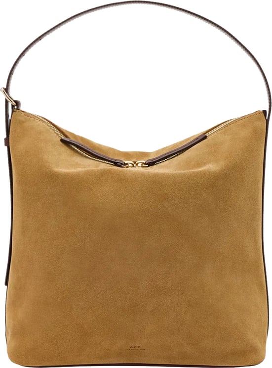 A.P.C. Structured Suede Handbag with Gold-Tone Accents