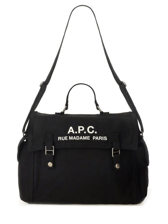 A.P.C. Structured Cotton Logo Shoulder Bag
