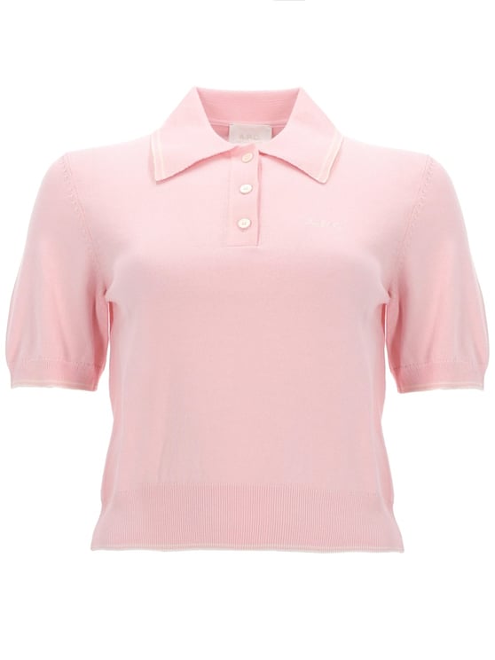 A.P.C. Lisa Pink Cotton Ribbed Polo Shirt