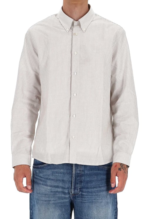 A.P.C. Standard Fit Cotton Piquet Striped Shirt
