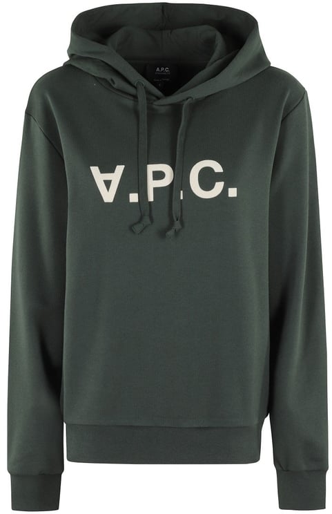 A.P.C. Relaxed-Fit Green Hoodie With Velvet Logo Detail