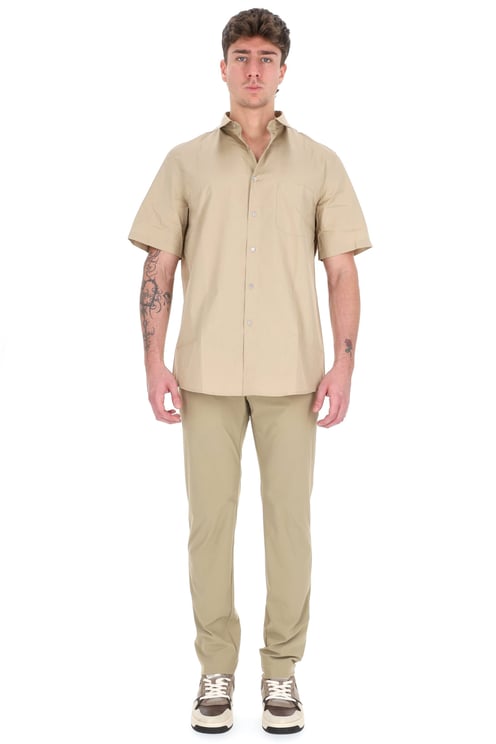 A.P.C. Beige Short-Sleeve Cotton Poplin Shirt