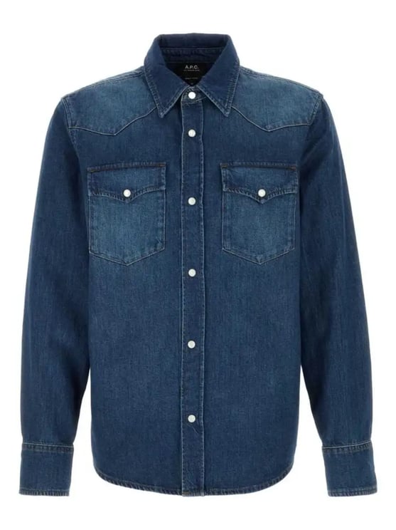 A.P.C. Blue Chest Flap Pockets Denim Shirt