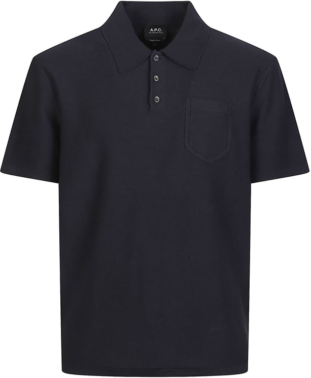A.P.C. Short Sleeve Polo Neck Sweater Blue