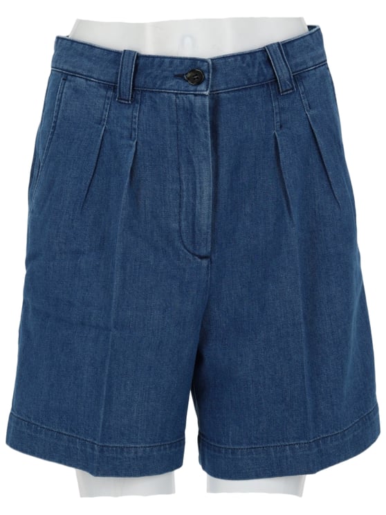 A.P.C. Nola Medium Blue High Waist Shorts