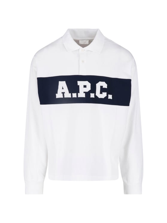 A.P.C. Black Rugby-Style Logo Print Polo Shirt