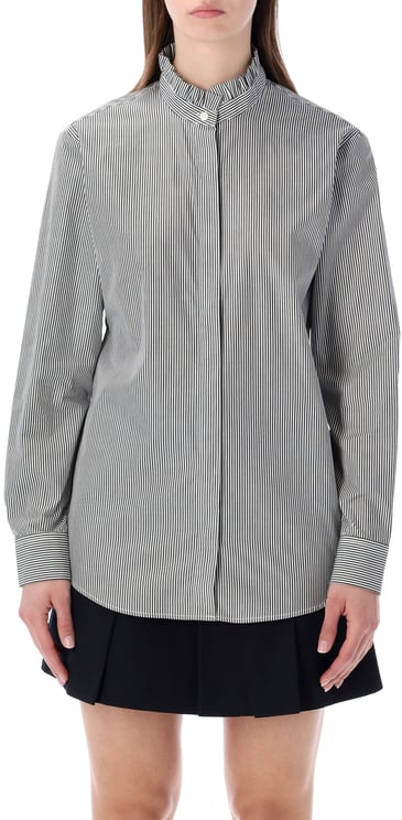 A.P.C. Frill Collar Shirt Black Stripes