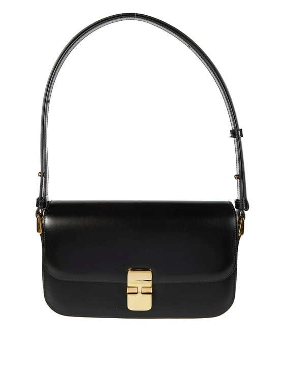 A.P.C. Black Sac Grace Flap Closure Shoulder Bag