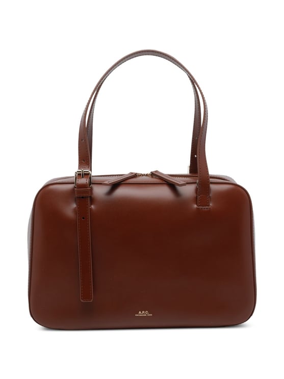 A.P.C. Virginie Box Polished Leather Tote Bag