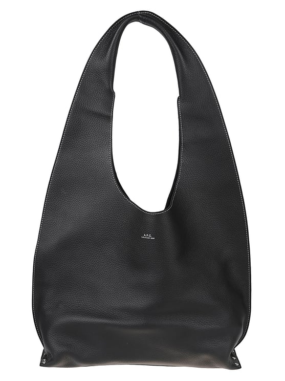 A.P.C. Black Leather Logo Metallic Handbag