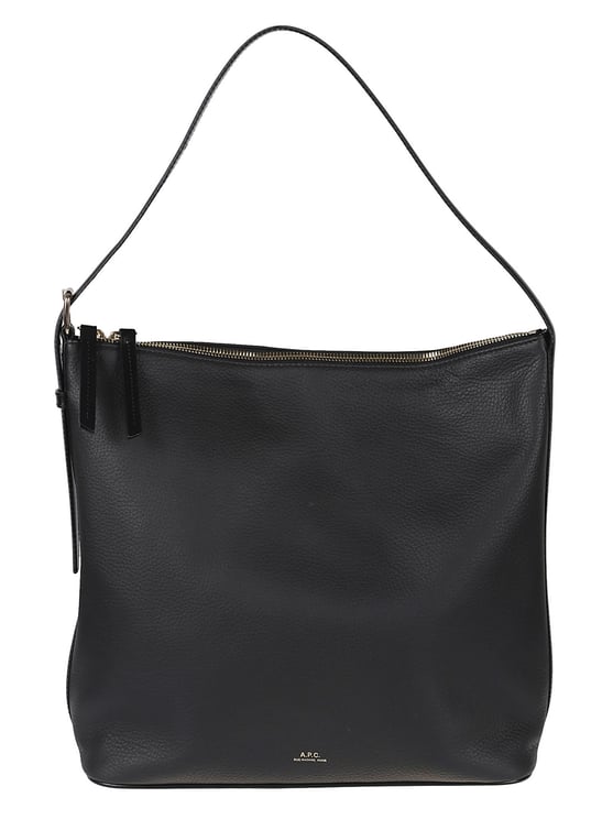 A.P.C. Black Leather Mixed Texture Shoulder Bag