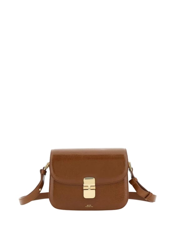 A.P.C. Brown Grace Small Structured Shoulder Bag