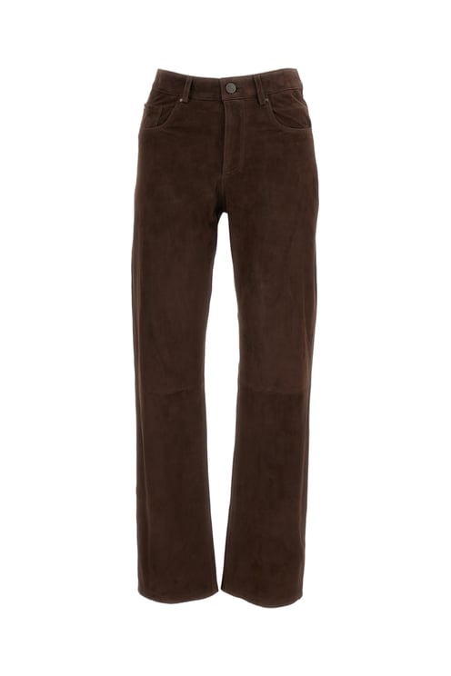 ARMA Brown Suede Straight-Leg Pants