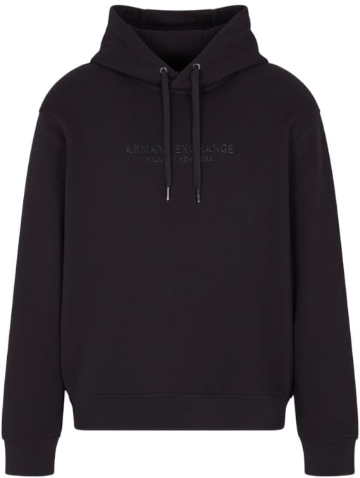 Armani Exchange Hooded Sweatshirt with Adjustable Drawstring and Sophisticated Lettering