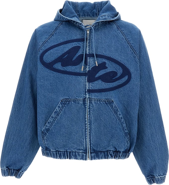 Arte Antwerp Hooded Denim Jacket with Irregular Arte Logo