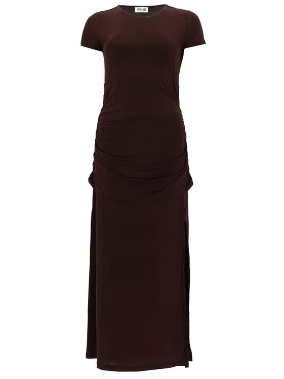 Arte Antwerp Jule Ruched Figures Side Slits Midi Dress