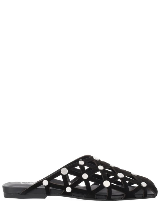 Ash Open Lattice Leather Studded Mules