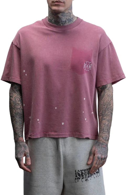ASKYURSELF STAINED POCKET T VINTAGE MAROON