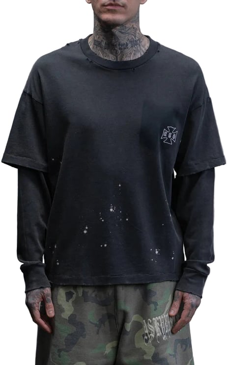 ASKYURSELF STAINED POCKET LS VINTAGE BLACK