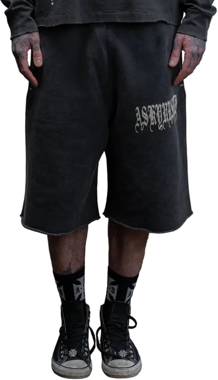 ASKYURSELF GOTH VINTAGE BAGGY FLEECE SHORTS VINTAGE BLACK