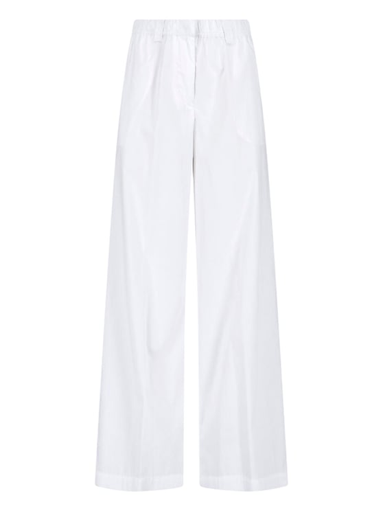 Aspesi Wide Cotton Blend Trousers – White