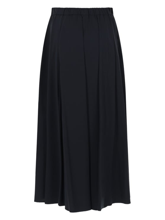 Aspesi Neutral Flowing A-Line Cotton-Blend Midi Skirt