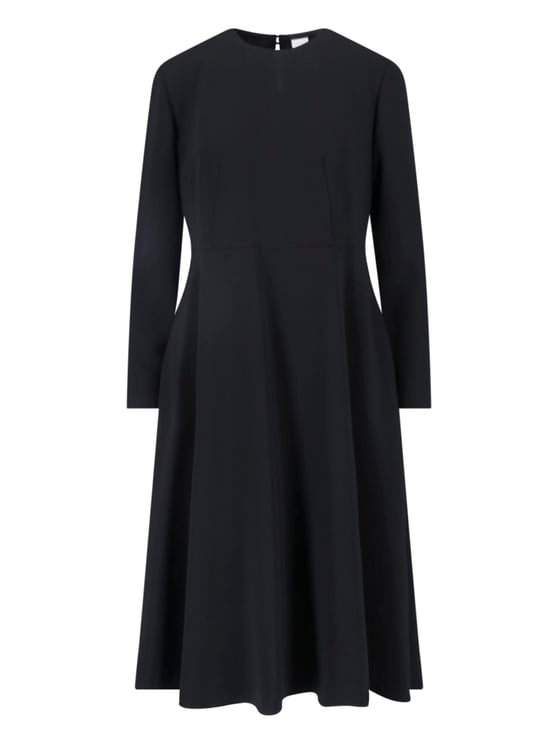 Aspesi Black Fabric Crewneck Midi Dress