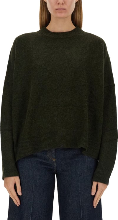 Aspesi Relaxed Fit Green Wool Jersey Sweater