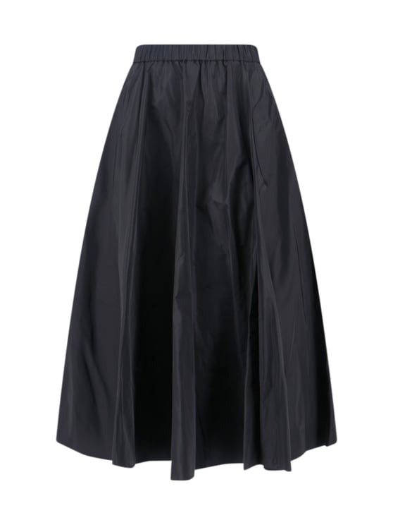 Aspesi Black Elastic Waistband Midi Skirt