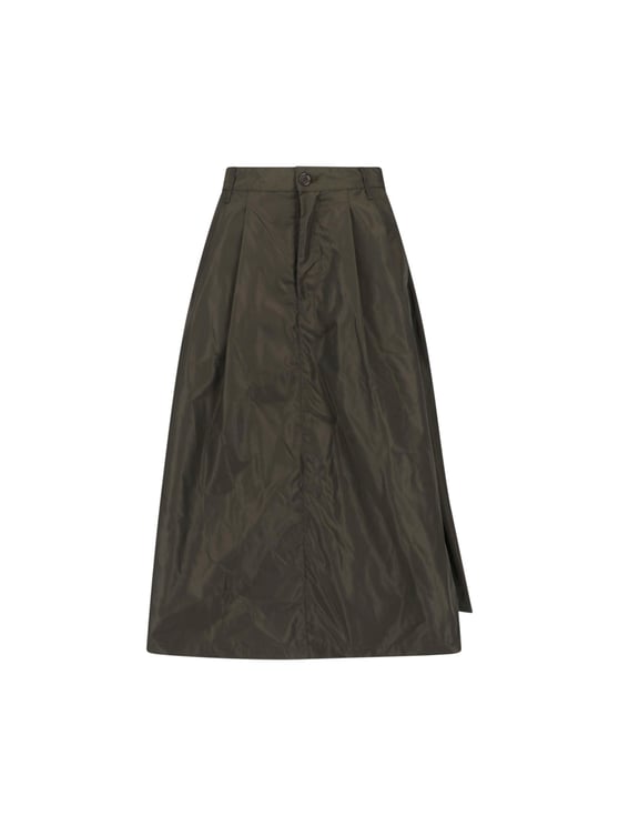 Aspesi Green Technical Fabric Elastic Waist Midi Skirt