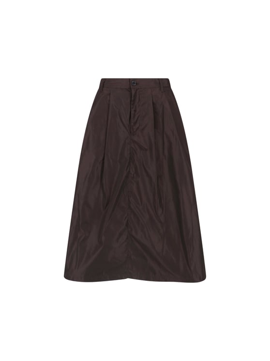Aspesi Brown Technical Fabric Elastic Waist Midi Skirt