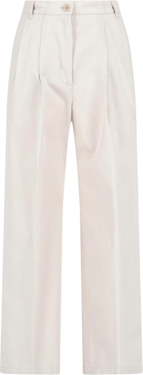 Aspesi Cream Tailored Straight-Leg Cotton Trousers