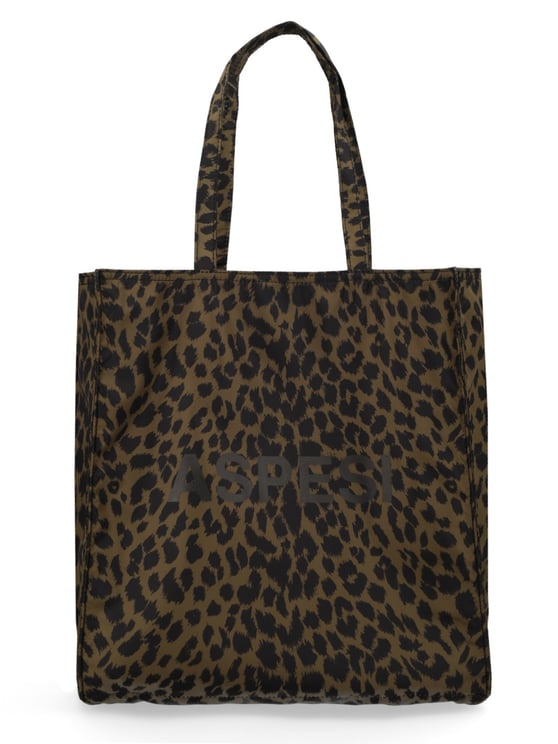 Aspesi Leopard Print Structured Sturdy Handles Tote Bag