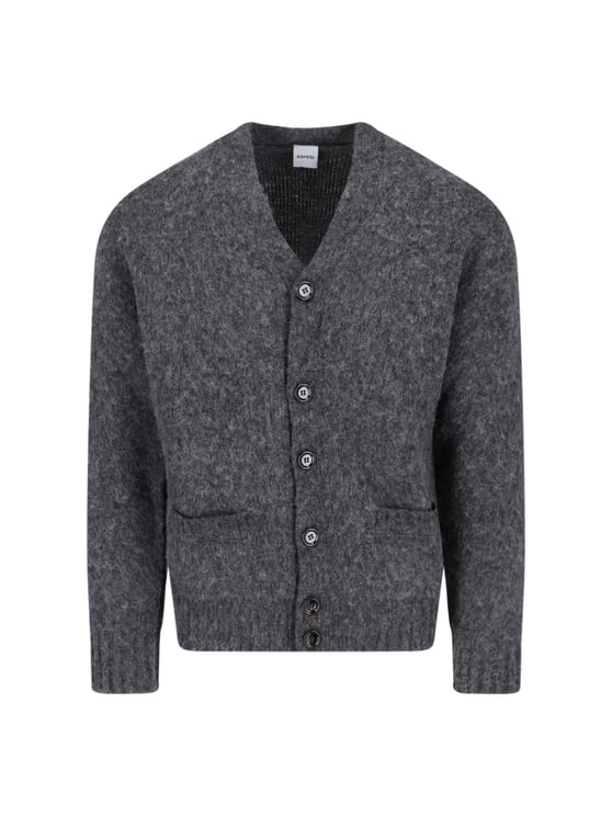 Aspesi Grey V-Neck Wool Cardigan