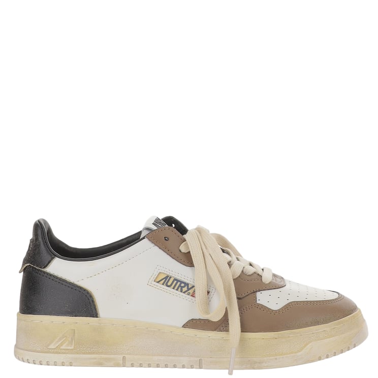 Autry Vintage Color-Block Leather Sneakers with Logo Detailing