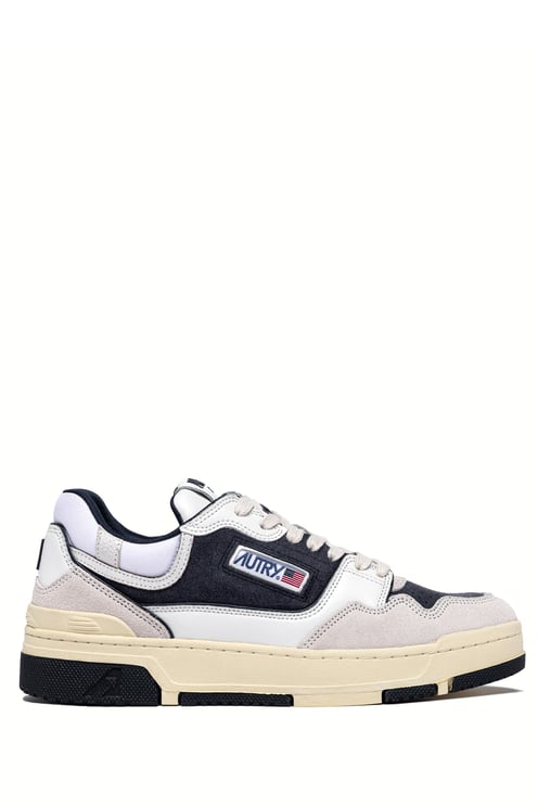 Autry Low-Top Sneakers with Textured Panels and Blue Accents