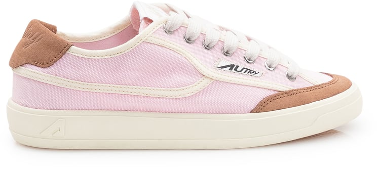 Autry Sneakers in Tela Rosa e Beige