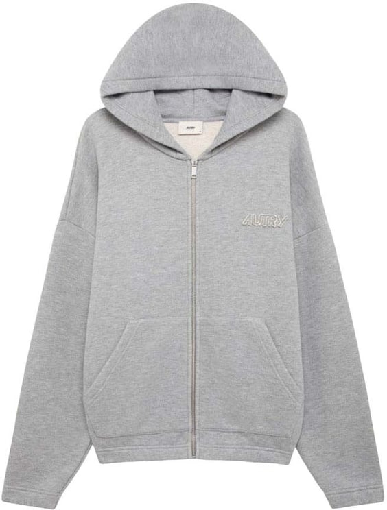 Autry sweat a capuche zippe avec logo ton sur ton