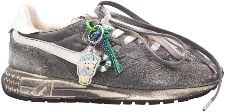 Autry Autry reelwind super vintage nylon and suede sneakers in black and white