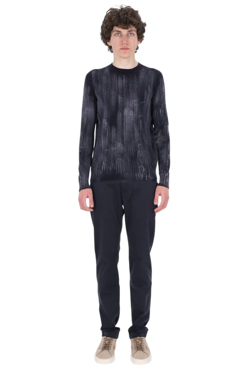 Avant Toi Blue Scratched Cashmere Crewneck Sweater