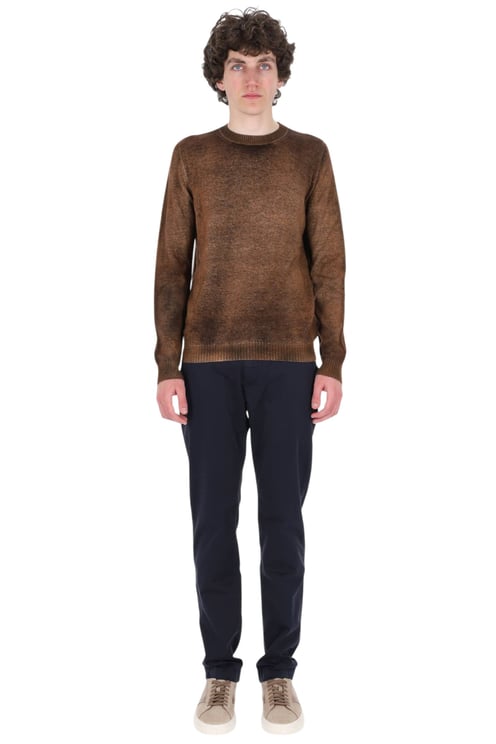 Avant Toi Brown Hand-Painted Cashmere Crewneck Sweater