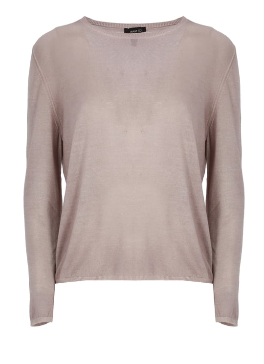 Avant Toi Purple Ribbed Trims Cashmere-Silk Sweater