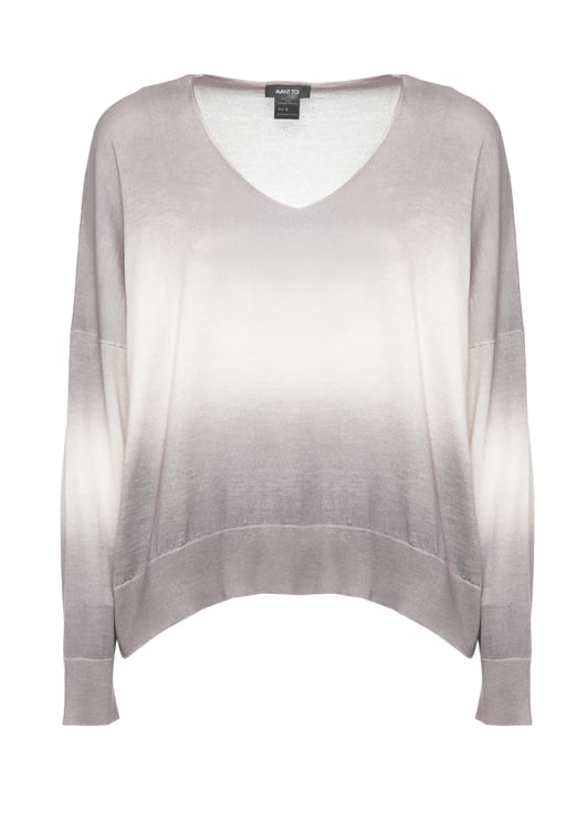 Avant Toi Lilac Degrade Cashmere-Silk V-Neck Sweater