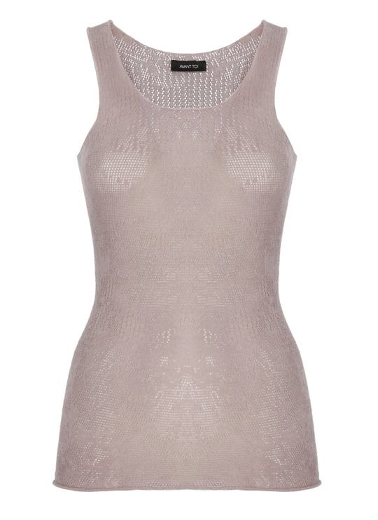 Avant Toi Purple Perforated Cashmere-Blend Tank Top