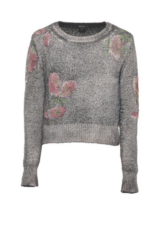 Avant Toi Grey Floral Pattern Cotton Cardigan