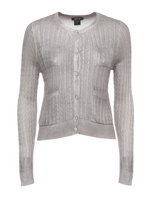 Avant Toi Silver Cotton Crewneck Cardigan