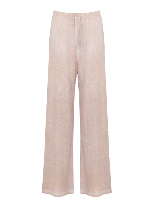 Avant Toi Beige Drawstring Waist Linen Wide-Leg Pants
