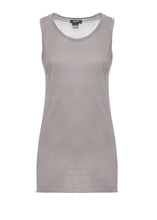 Avant Toi Slate Round Neck Cotton Tank Top