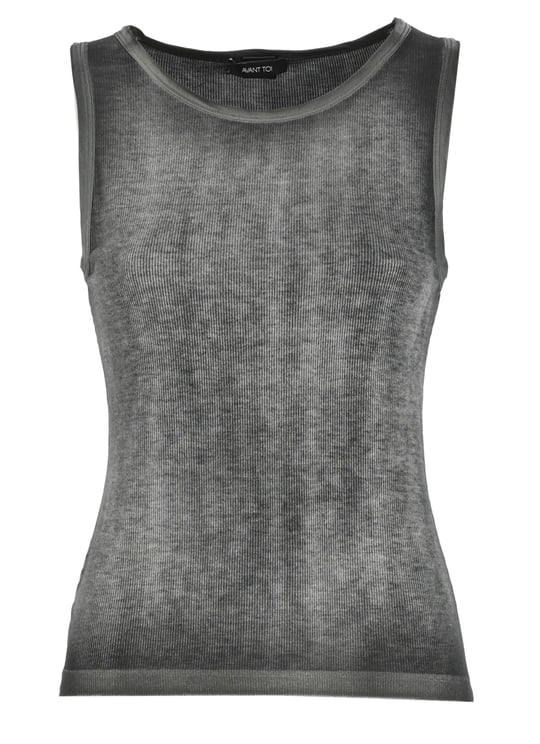 Avant Toi Grey Silk-Blend Tank Top